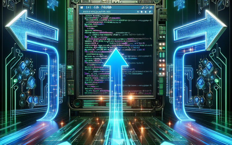 Futuristischer Kontrollraum mit leuchtenden 302- und 301-Redirect-Pfeilen, holographischem Code-Bildschirm, Server-Racks und Suchmaschinen-Symbolen im Hintergrund