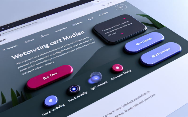 Moderne Website-Landingpage mit kontrastierendem CTA-Button, zusätzlichen Formularen, klarer Microcopy und responsivem, benutzerfreundlichem Layout, dargestellt mit Heatmap-Overlays.