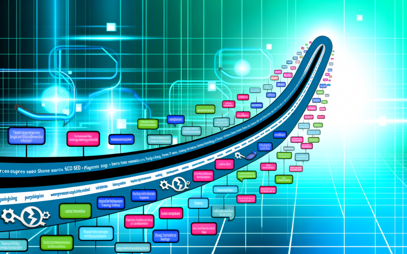 SEO-Titelgrafik mit Long-Tail-Diagramm, hervorgehobener langer Schwanz, große generische Suchbegriffe links und spezifische, längere Suchanfragen als bunte Labels rechts. Digitaler Hintergrund mit Suchmaschinen-Icons und moderne Farbakzente.