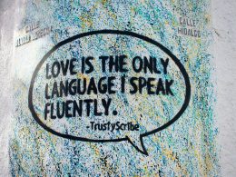 ein-graffiti-an-der-seite-eines-gebaudes-das-besagt-dass-taube-die-einzige-sprache-ist-i-WkOJAYJtGtk