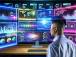 Digital-Marketer beobachtet mehrere Echtzeit-Dashboards mit leuchtenden Diagrammen, Event-Streams und einer Alarmmeldung in einem hochmodernen Online-Marketing-Kontrollraum, umgeben von KI-Symbolen und vernetzten Datenflüssen.