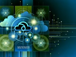 Modernes Titelbild mit stilisiertem AWS Lambda Zeichen, leuchtenden Zahnrädern und Event-Knoten vor digitaler Cloud-Architektur in Blau-Grün-Farben.