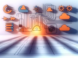 Stilvolle Darstellung eines Serverraums im Nebel mit leuchtendem AWS Lambda-Logo im Vordergrund, abstrahierten Funktionssymbolen, Workflow-Diagrammen, Event-Icons und Gegenüberstellung von Vorteilen und Herausforderungen beim Einsatz von AWS Lambda.