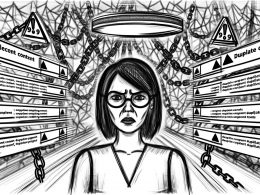 Illustration eines SEO-Spezialisten, der von doppeltem Content, Ghost-Websites und sinkenden Suchmaschinen-Rankings bedroht wird, mit Google-Logo im Hintergrund.