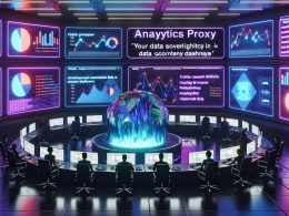 Marketer und Data Engineers in einem modernen Kontrollraum analysieren intakte Daten auf holografischen Dashboards, während Adblocker und Cookie-Popups alte Daten stören.