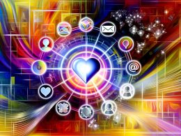 Lebendige Illustration eines strahlenden Daten-Interfaces umgeben von neuronalen Linien, Icons und stilisierten Avataren, die das Zusammenspiel von Künstlicher Intelligenz und Nutzerengagement symbolisieren.