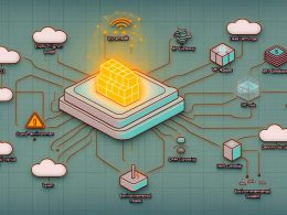 Modernes Schaubild der AWS Lambda Architektur mit isolierter Lambda-Funktion, Event-Triggers, Layern, Umgebungsvariablen, VPC-Anbindung, Dead Letter Queue und IAM-Rollen.