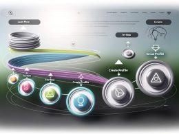 Modernes Website-Interface mit mehreren, übereinander liegenden Buttons und Hinweispfeilen, dahinter eine Funnel-Grafik mit Progress-Bar und Trust-Elementen.