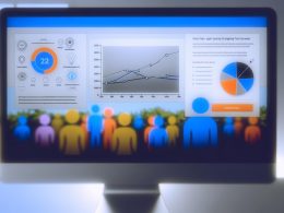 Moderne, minimalistische Landingpage mit Heatmap-Overlays, analytischen Dashboards und dezent platziertem Call-to-Action-Button auf einem hochauflösenden Monitor. Nutzerfiguren bewegen sich schemenhaft entlang einer User-Journey im Hintergrund.