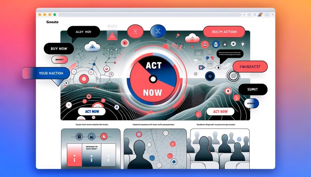 Split-Screen-Website im 2024-Stil mit animiertem Call-to-Action-Button, grauen Standard-Buttons, Datenströmen, Diagrammen, Nutzer auf Laptop und Smartphone sowie Social-Media-Symbolen