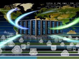 Futuristisches Server-Rack mit leuchtenden Datenflüssen von Laptops und Smartphones über Cloudflare-Symbole zu Servern, im Vordergrund zerbröckelnde alte Cookie- und Analytics-Icons, Hintergrund mit abstrakten Browserfenstern, Szene symbolisiert Geschwindigkeit, Sicherheit und digitale Transparenz.