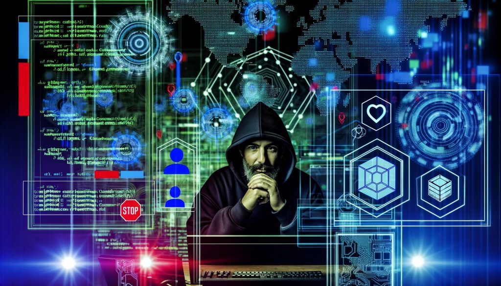 Entwickler mit Hoodie vor holografischen Bildschirmen, die Code, Edge-Architektur, Cloudflare Worker, Datenströme und Limits zeigen, im Hintergrund ein globales Servernetzwerk mit Lichtpunkten