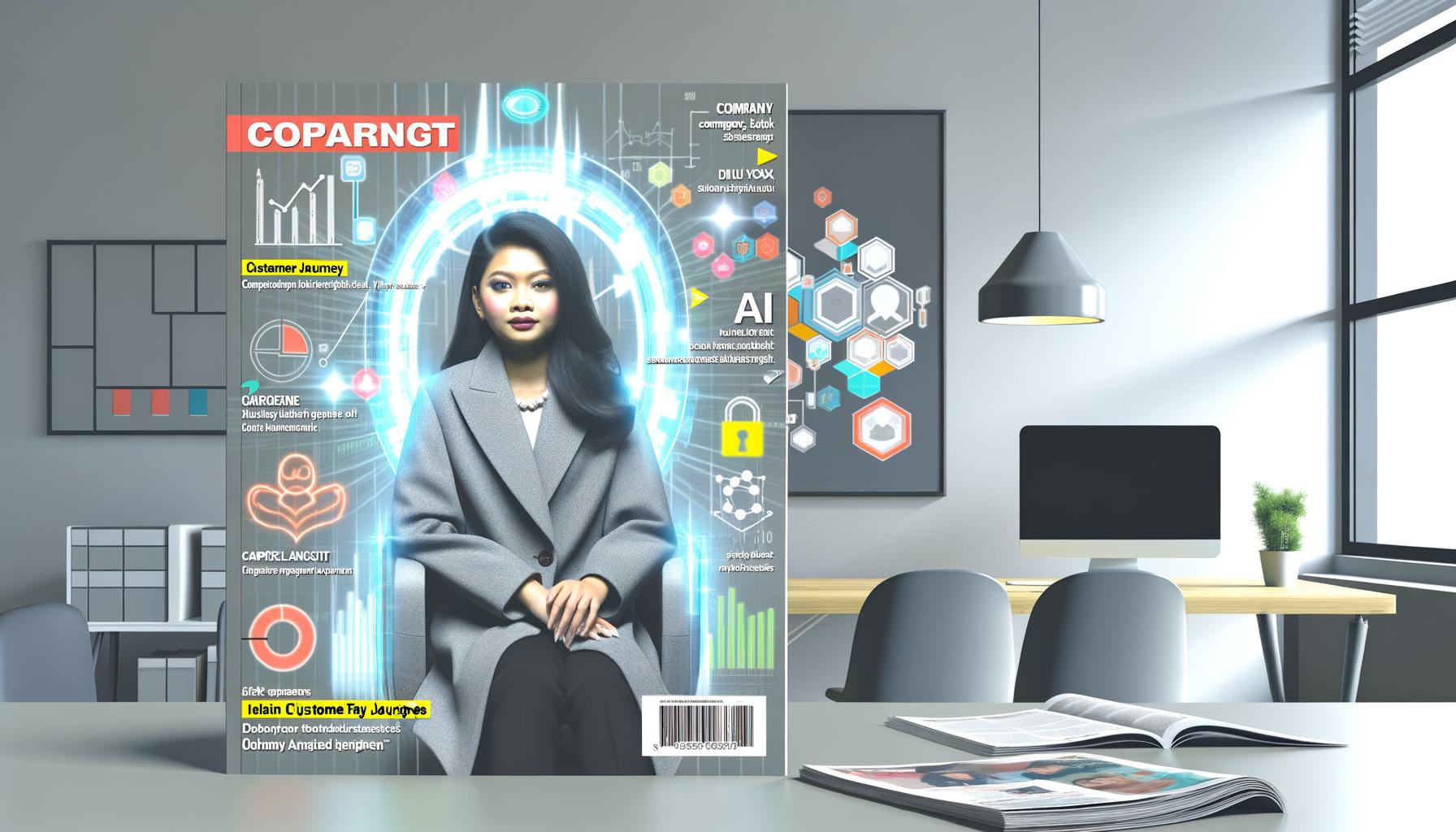 Stylisierter Geschäftsführer sitzt vor transparentem CRM-Dashboard mit visualisierten Datenströmen und farbenfrohen Analysen, im Hintergrund ausgegraute Excel-Listen.