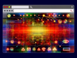 Browserfenster mit modernem, KI-basiertem Conversion-Heatmap-Overlay, das bunte Bereiche über wichtige UI-Elemente wie Buttons und Formulare legt, mit digitalen Linien und Symbolen für Analyse und Computer Vision.