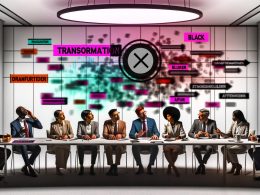 Dynamische Gruppe von Politiker:innen und Berater:innen an einem Konferenztisch mit einem farbintensiven digitalen Dashboard im Vordergrund, das Klarheit und Haltung hervorhebt.