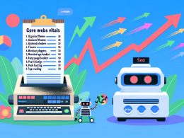 Infografiken und Illustrationen zum WordPress Pagespeed Guide: Vergleich zwischen langsamer, überladener Website und schneller, moderner Seite, Google-Ranking-Kurve, Performance-Killer, moderner SEO-Roboter, Optimierungs-Roadmap und Monitoring-Szene.