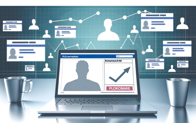 Moderne, minimalistische Illustration eines Laptop-Desktops mit Twitter (X) Ads Manager, inklusive Graphen, X-Logo, schwebenden Werbeformaten und Avataren.