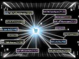 Dramatische Illustration einer Online-Shop-Kategorieseite mit vielen verzweigten Filter-URLs und einem hervorgehobenen canonischen Link im Mittelpunkt.