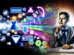 Team arbeitet in einem modernen Büro mit digitalen Dashboards, Analytik-Grafiken und Content-Modellen als Symbol für fortschrittliches Content Management und digitales Wachstum.