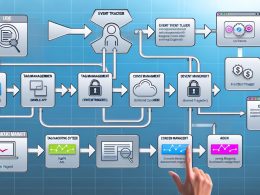Moderne Infografik zeigt den optimalen Event Tracking Datenfluss: Nutzer-Symbol, Web- und App-Icons, Frontend/Event-Trigger, JSON Data Layer, Tag Management System mit Consent, Server-Side Tracking sowie Analytics-Tools. Warnsymbole deuten Fehlerquellen an.