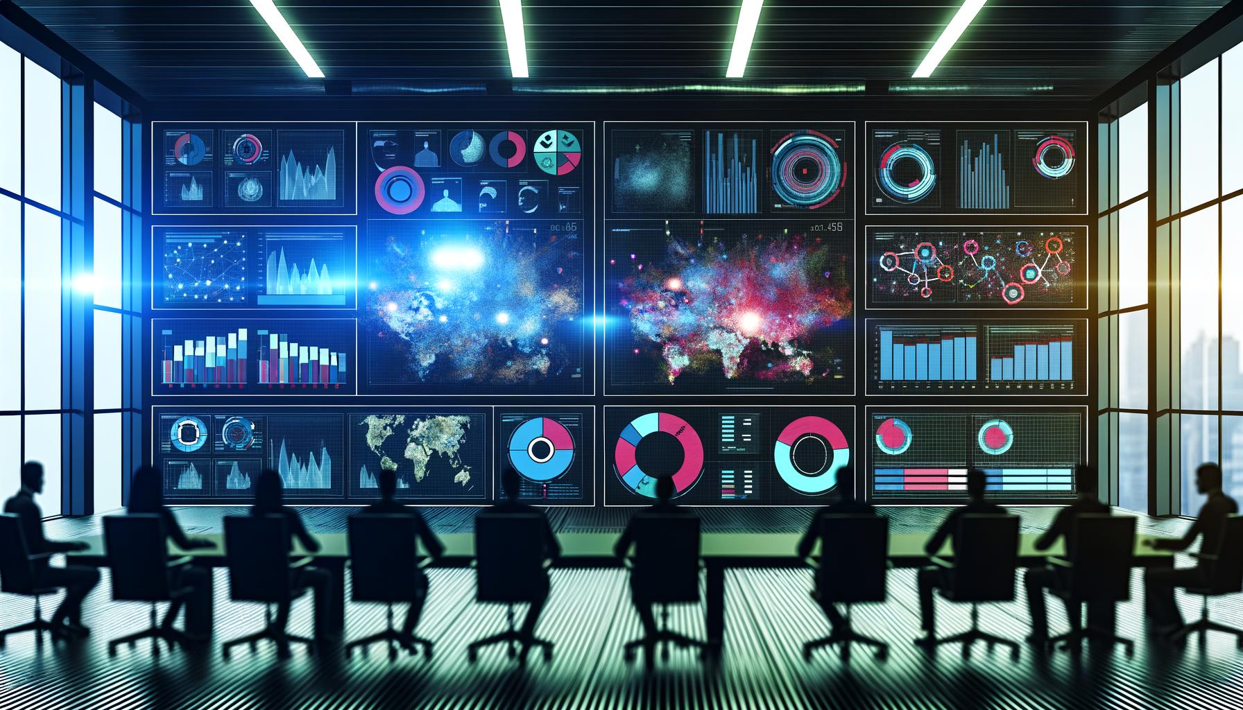 Illustration eines verwilderten Büroflurs mit einem Bürokratie-Monster aus Paragrafzeichen, überwucherten Akten, Papierstapeln und einer konzentrierten Person im Marketing-Outfit mit Taschenlampe.