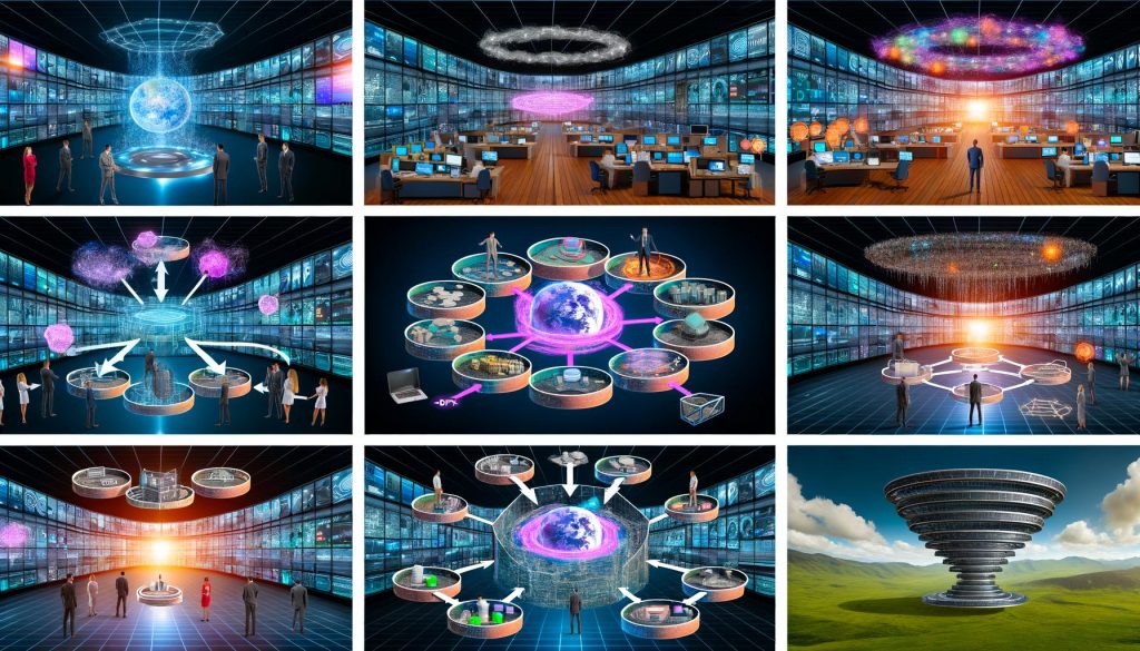 Illustrationen und Infografiken zur Data Management Platform Architektur 2024: Datenströme, technische Layer, Marketing-Datenintegration, Team-Vergleich und moderne Marketing-Maschine.