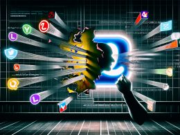 Digitale Illustration eines Marketers, der ein verblasstes Facebook Pixel Symbol zerreißt und moderne Servertechnik für direkte Datenübertragung zum Facebook F Logo enthüllt, während Browser- und AdBlocker-Symbole im Hintergrund blockiert werden. Deutsche Marketingelemente wie Diagramme und Euro-Zeichen im Bild.