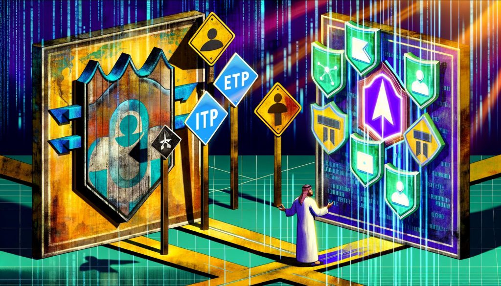 Illustration eines Marketers an einer Kreuzung: Auf der einen Seite ein kaputtes Facebook Pixel, umgeben von Browser-Blockern, auf der anderen ein leuchtender Server, der Daten direkt an das Meta-Logo sendet. Überall technische Symbole und Warnzeichen.