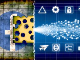 Digitale Illustration: Links ein veralteter Facebook Pixel mit Lücken, rechts eine moderne Facebook CAPI Serverumgebung mit leuchtenden Datenströmen. Dazwischen wandernde Datenfragmente, im Hintergrund Symbole für Datenschutz, Cookie-Banner und Browserlogos.