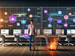 Digital-Marketing-Manager vor modernen Dashboards mit Datenvisualisierungen, Machine Learning Knotenpunkten und veralteten Attributionsmodellen im Hintergrund.