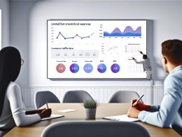 Modernes Marketing Analytics Dashboard mit dezenten Farben und wichtigen KPIs, daneben zwei konzentrierte Marketer im minimalistischen Büro.