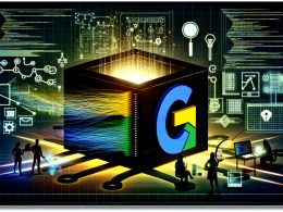 Titelbild im Magazin-Stil mit Google Analytics (GA4) Blackbox, chaotischen Datenströmen in Blau, Gelb und Grün, technischen Symbolen, Diagrammen sowie Marketer-Silhouetten im Hightech-Look.