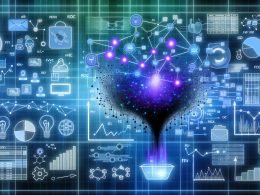 Futuristische Darstellung eines Predictive Analytics Modells mit neuronalen Netzwerken, vielfältigen Datenquellen und Analyse-Metriken in technischen Blautönen.