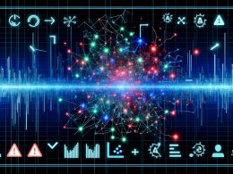 Futuristisches Tech-Magazin-Titelbild mit digitalem Datenstrom, neuralen Netzwerken, Conversion-Icons und roten Warnsymbolen für KI-Konflikte.