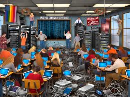 Marketing-Team testet verschiedene Sprachassistenten mit Dashboards, Fehlermeldungen und Whiteboards zur Conversational AI-Entwicklung in einem modernen Büro