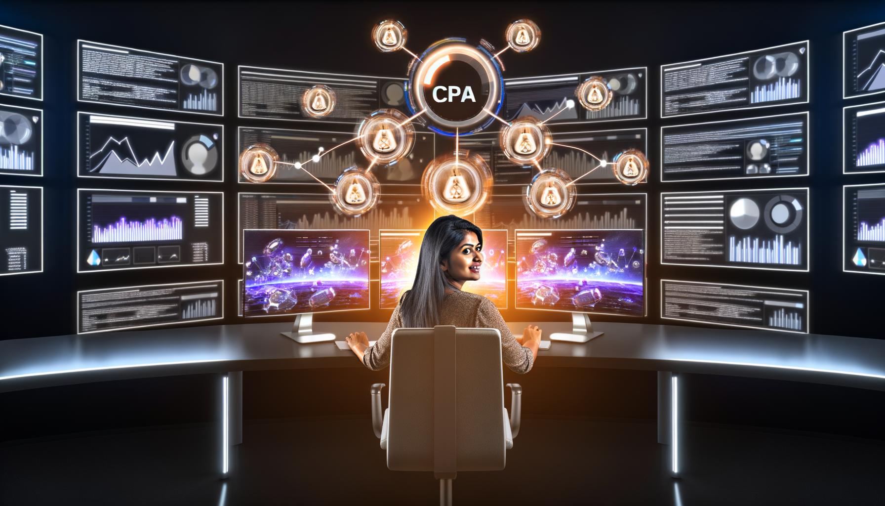 Stilisierte Illustration eines top-down Arbeitsplatzes mit Google Tag Manager Interface, organisierten Tags, Triggern und Variablen sowie mehreren Teammitgliedern bei strukturierter Zusammenarbeit.