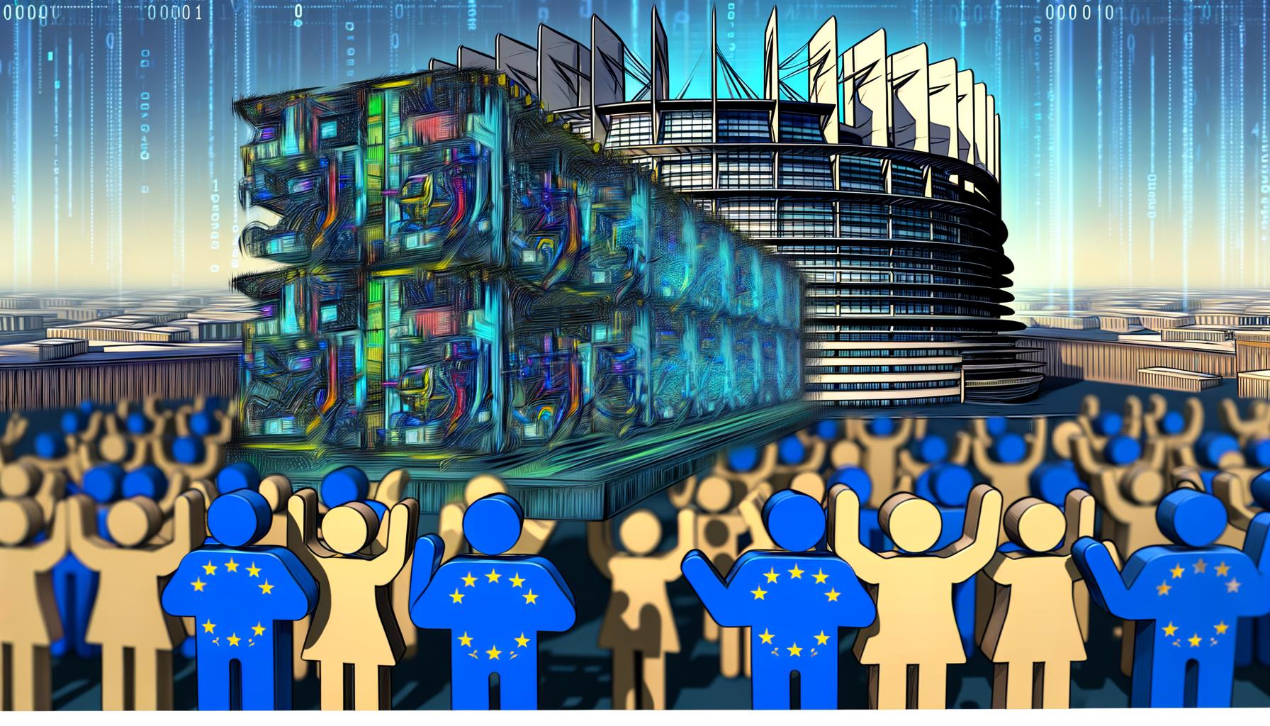 Illustration eines chaotischen Rechenzentrums mit frustrierten Entwicklern, verworrenen Kabeln, überfüllten Servern, schwebenden Tools wie Docker, Kubernetes und Jenkins sowie einer mythischen Automatisierungstaste.