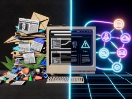 Digitale Collage mit links veralteter, statischer Marketing-Technologie und rechts moderner, KI-basierter, personalisierter Marketinglösungen mit Live-Analytics und Datenströmen.