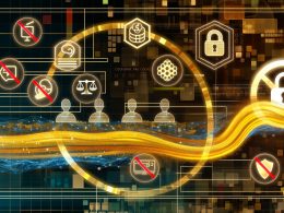 Modernes, abstraktes Titelbild mit goldenem Datenstrom, Datenschutz-Symbolen wie Schloss, Waage und Schild, transparenten Nutzer-Silhouetten, sowie dezenten Cookie-Icons und pixeligen Werbebannern mit sichtbarem Verbotssymbol im Hintergrund.