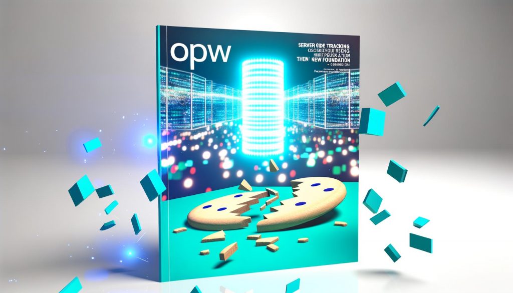 Magazincover mit zerbrechendem Third-Party-Cookie-Symbol und leuchtendem Server-Tower im Hintergrund, dazu der Schriftzug 'Server Side Tracking – Das neue Fundament' in modernen Technikfarben.