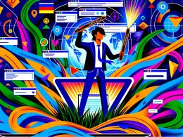 Illustration einer Person, die mit einer leuchtenden Machete namens Struktur durch einen dichten Dschungel aus Website-Elementen und SEO-Snippets wie hreflang, Canonical und Subdirectory hackt. Im Hintergrund wimmelt es von globalen Suchmaschinenlogos, Verkehrsgrafiken und Pfeilen.