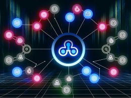 Stilisierte Darstellung eines digitalen Arbeitsbereichs mit zentralem n8n-Logo, vernetzten Workflows und Icons von Slack, Google Sheets sowie APIs auf düsterem, futuristischen Hintergrund.