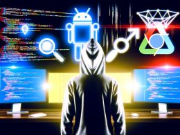 Coverbild eines Tech-Artikels: Entwickler mit Hoodie vor Monitoren mit Code, SEO-Grafiken und React-Logos, umgeben von Suchmaschinen-Symbolen und dem Googlebot.