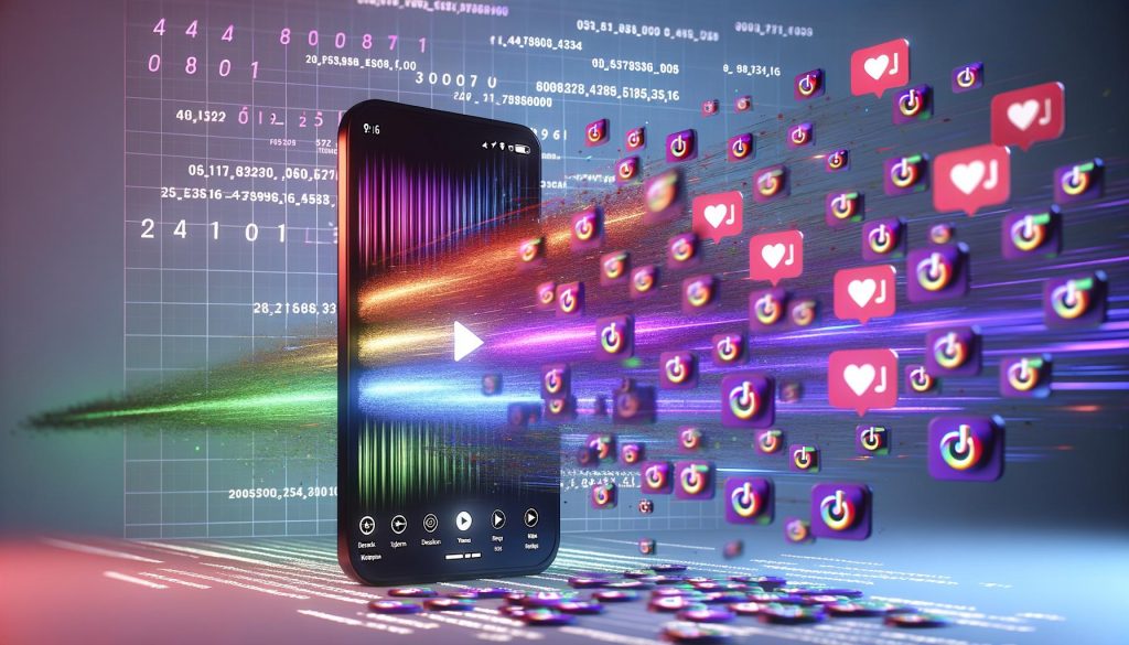 Stilisiertes Titelbild eines Magazins mit Smartphone-Display, das animierte Reels, TikTok-Videos und Shorts zeigt. Icons und Herzchen fliegen heraus, im Hintergrund leuchtende Datenströme und steigende Follower-Zahlen.