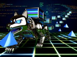 Chrome-Wolf als Googlebot frisst HTML-Blöcke in futuristischem, neonbeleuchtetem Webseiten-Labyrinth. Nicht gecrawlte JavaScript-Elemente bleiben im Schatten, Ranking-Pfeile und Performance-Diagramme sichtbar.