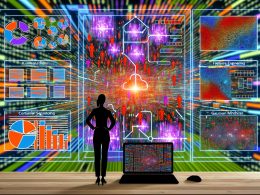 Futuristisches Marketing-Szenario mit digitaler Datenwand, Cluster-Algorithmen-Illustrationen, Workflow-Diagramm zur Datenaufbereitung, Vergleich moderner Cluster-Tools, humorvollen Fehler-Comics und leuchtenden Wachstums-Clustern, die den Umbruch zur datengetriebenen Marktsegmentierung darstellen.