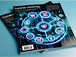 Abstraktes Titelbild mit Data-Dashboard, leuchtenden Clustern und Symbolen für verschiedene Kundentypen auf moderner, digitaler Farbpalette.
