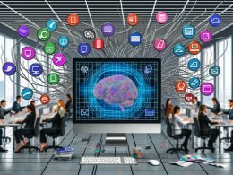 Team arbeitet konzentriert am Computer mit PIM Editor, geordnete Datenströme verbinden Shopsysteme, ERP und Marktplätze; chaotische Excel-Tabellen im Hintergrund.