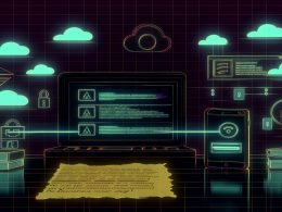 Moderne, minimalistische Illustration eines Büroarbeitsplatzes bei Nacht mit offenen Datenströmen, Proxy-Schnittstelle, Barrieren durch Consent-Banner, AdBlocker und Tag-Manager sowie einem vergilbten Zettel im Vordergrund.