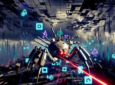 Metaphorisches Schlachtfeld auf einer kaputten Webseite mit Googlebot-Spinne, dominanten Webelementen und strukturierter Daten, die den Weg zur Spitzenplatzierung markieren.